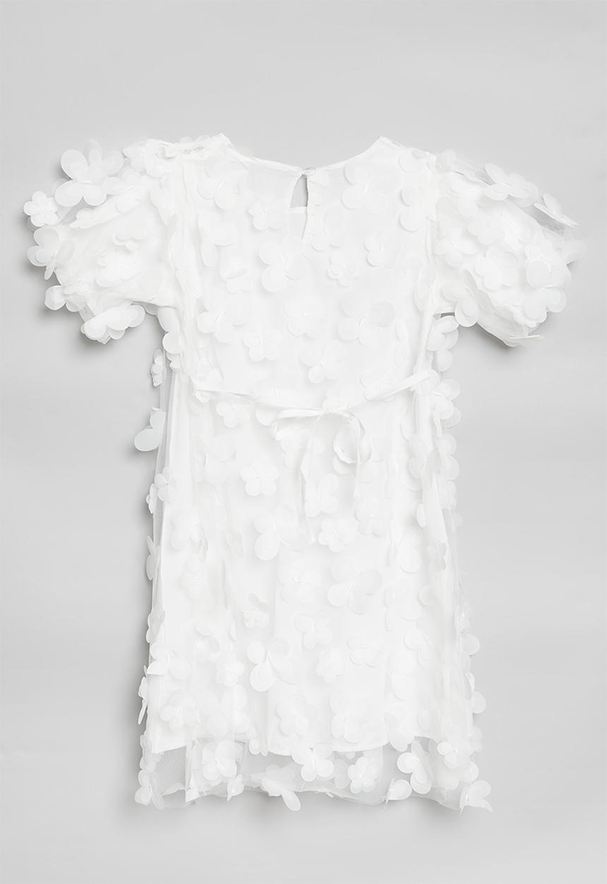 Pop Candy - Butterfly applique dress-white