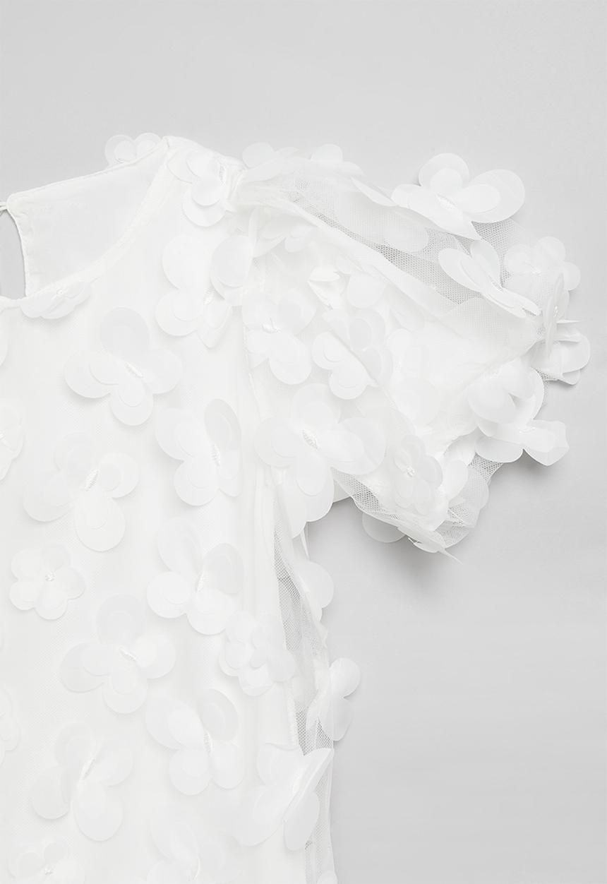 Pop Candy - Butterfly applique dress-white
