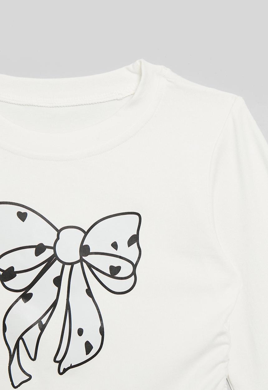Pop Candy - Bow print crew neck tee - white