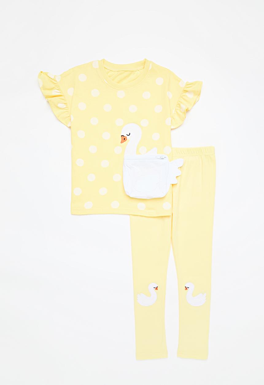 Pop Candy - Polka dot top & legging set - yellow & white