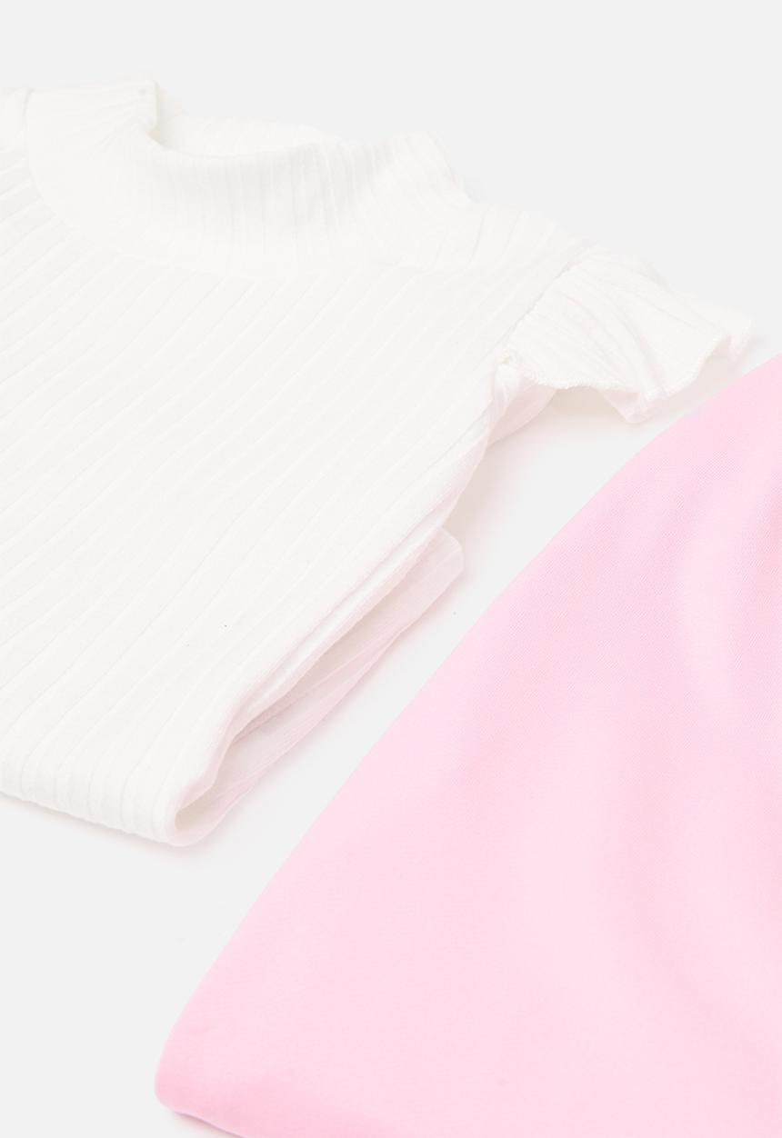 Pop Candy - Frilled top & bottom set - pink & white