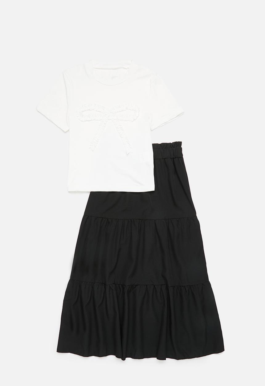 Pop Candy - Tiered maxi skirt - black & white 