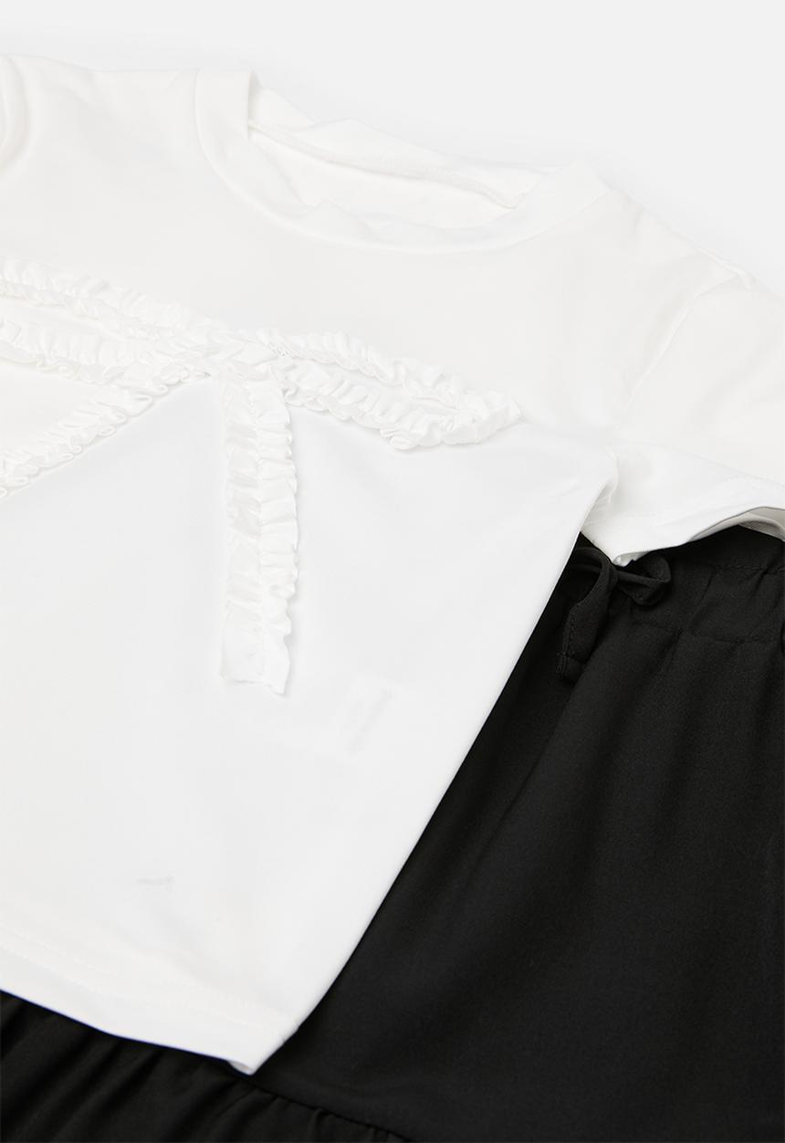 Pop Candy - Tiered maxi skirt - black & white 