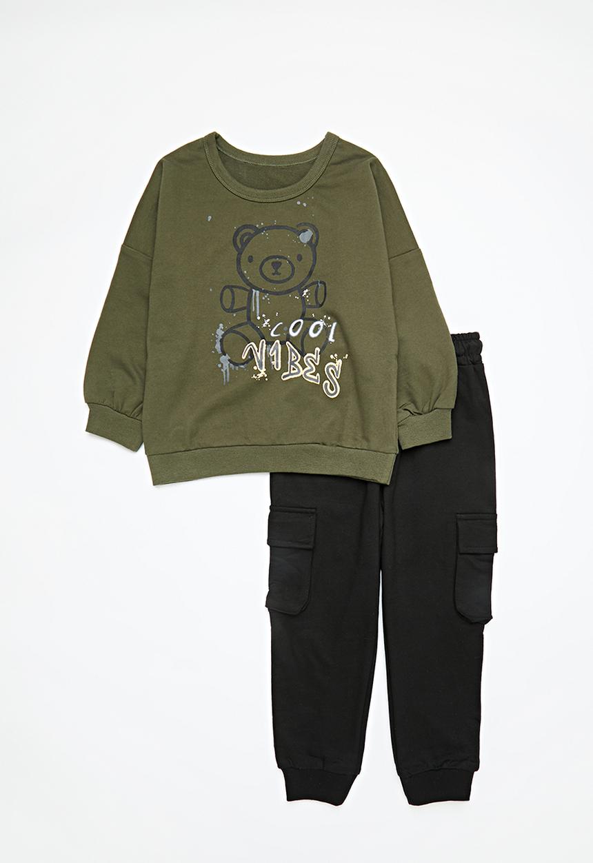 Pop Candy - Sweat top & utility pants set - green & black