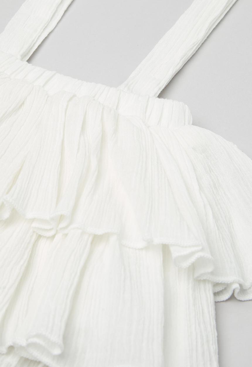 Pop Candy - Frilled pinafore - white