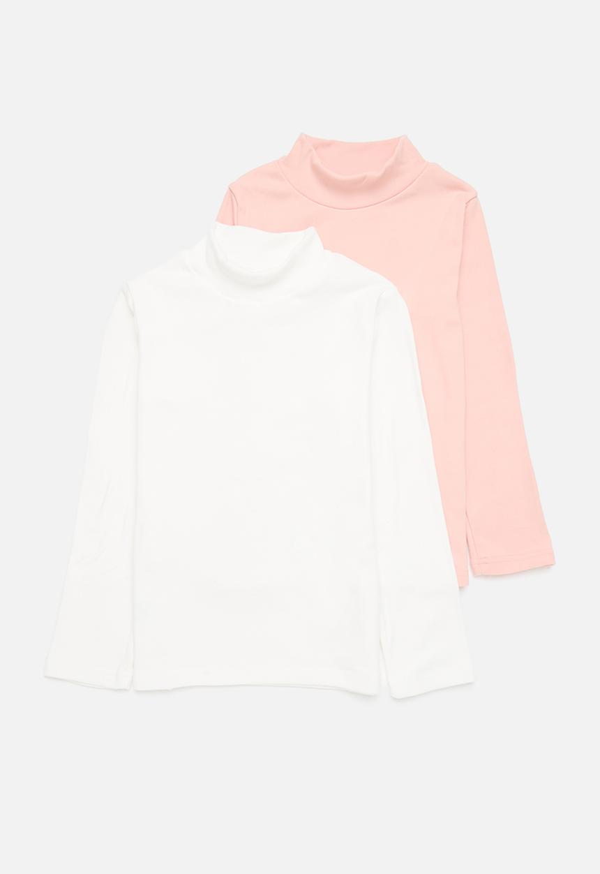 Pop Candy - 2 Pack long sleeve tee - pink & white