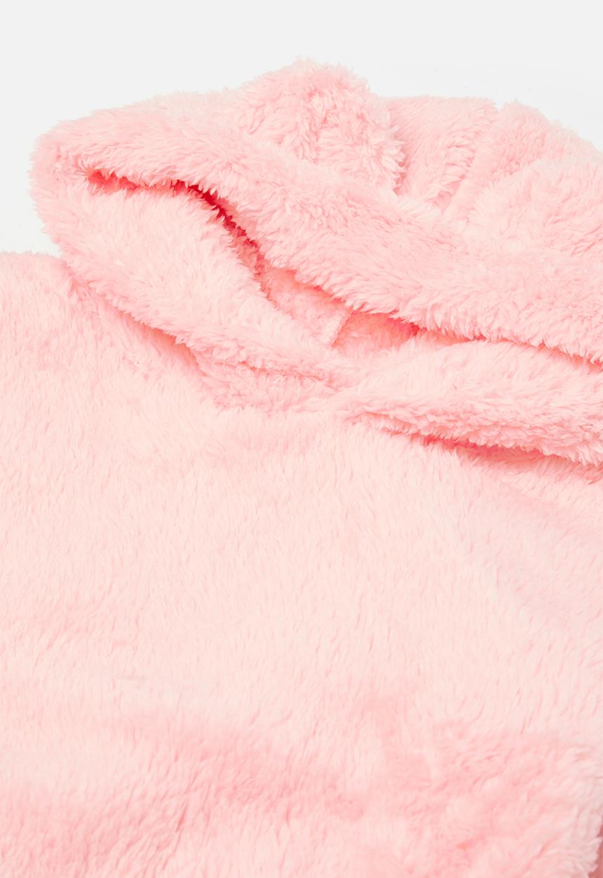Pop Candy - Hooded teddy fleece top & bottom set - pink
