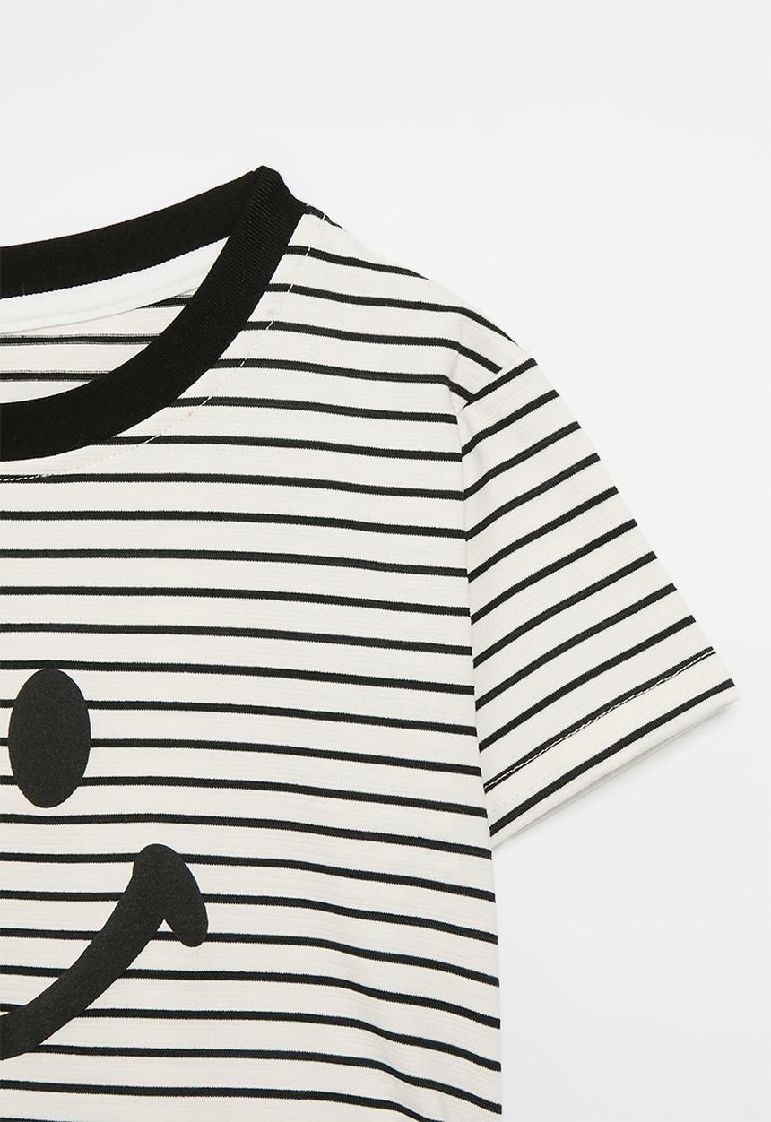 Pop Candy - Striped tee - black & ecru