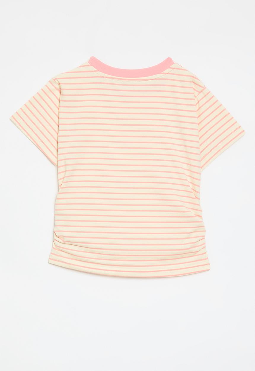 Pop Candy - Striped tee - pink & ecru