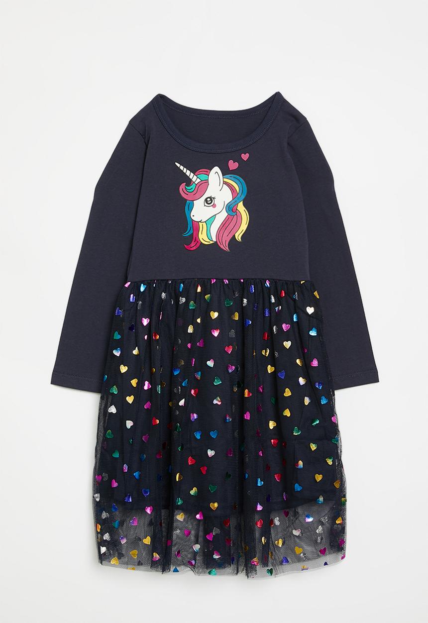 Pop Candy - Unicorn print dress - navy blue