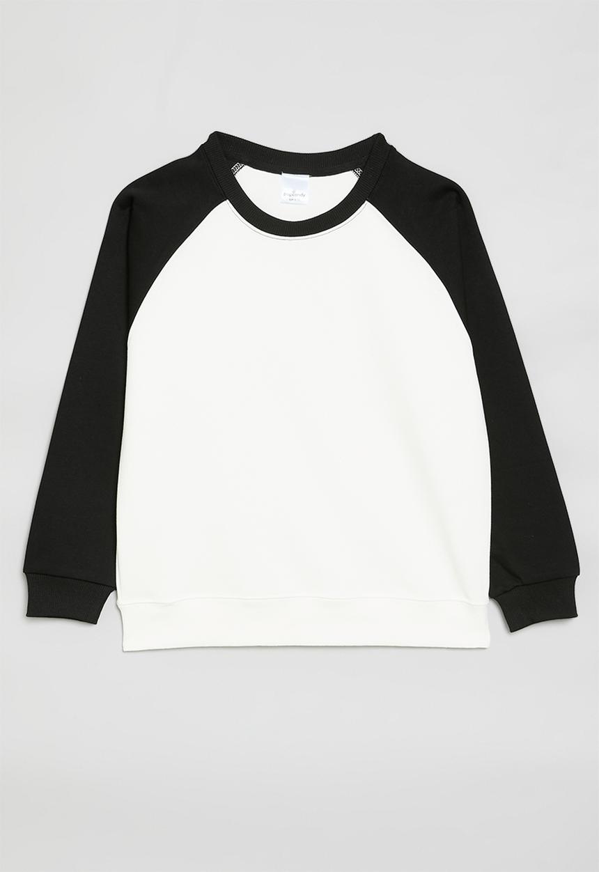 Pop Candy - Reglan sleeve crew neck tee - black & white