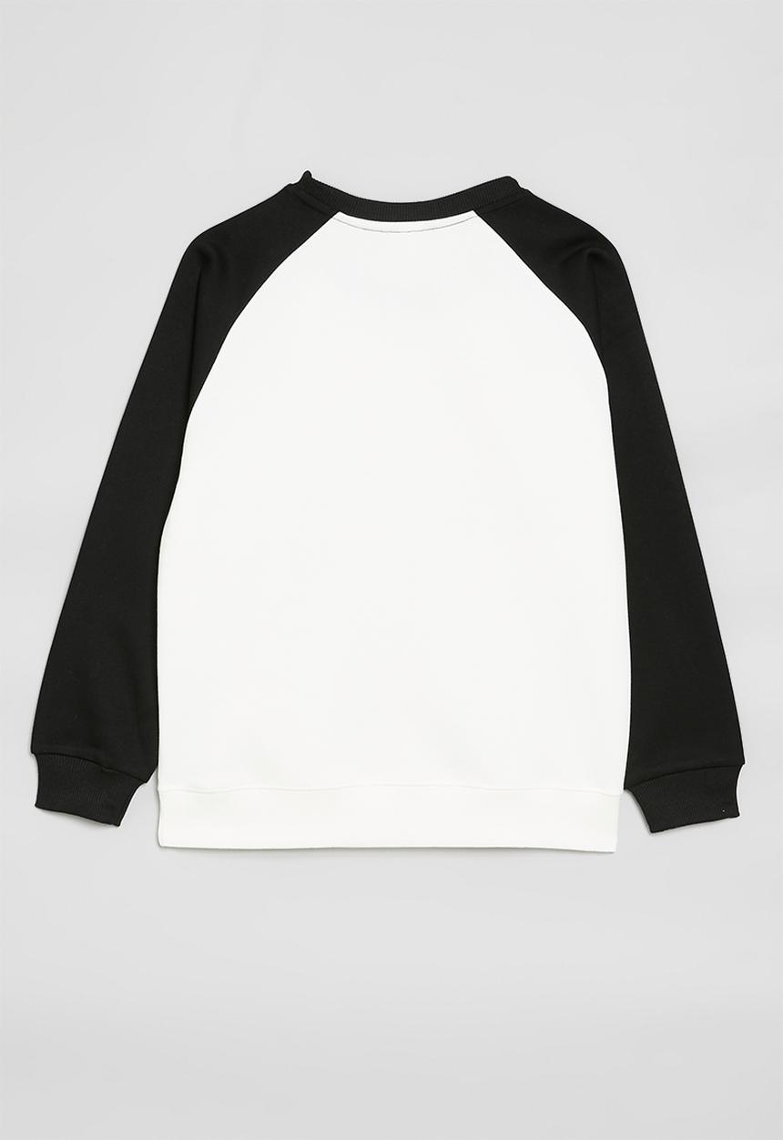 Pop Candy - Reglan sleeve crew neck tee - black & white