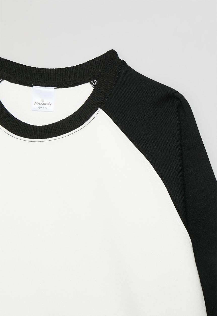 Pop Candy - Reglan sleeve crew neck tee - black & white