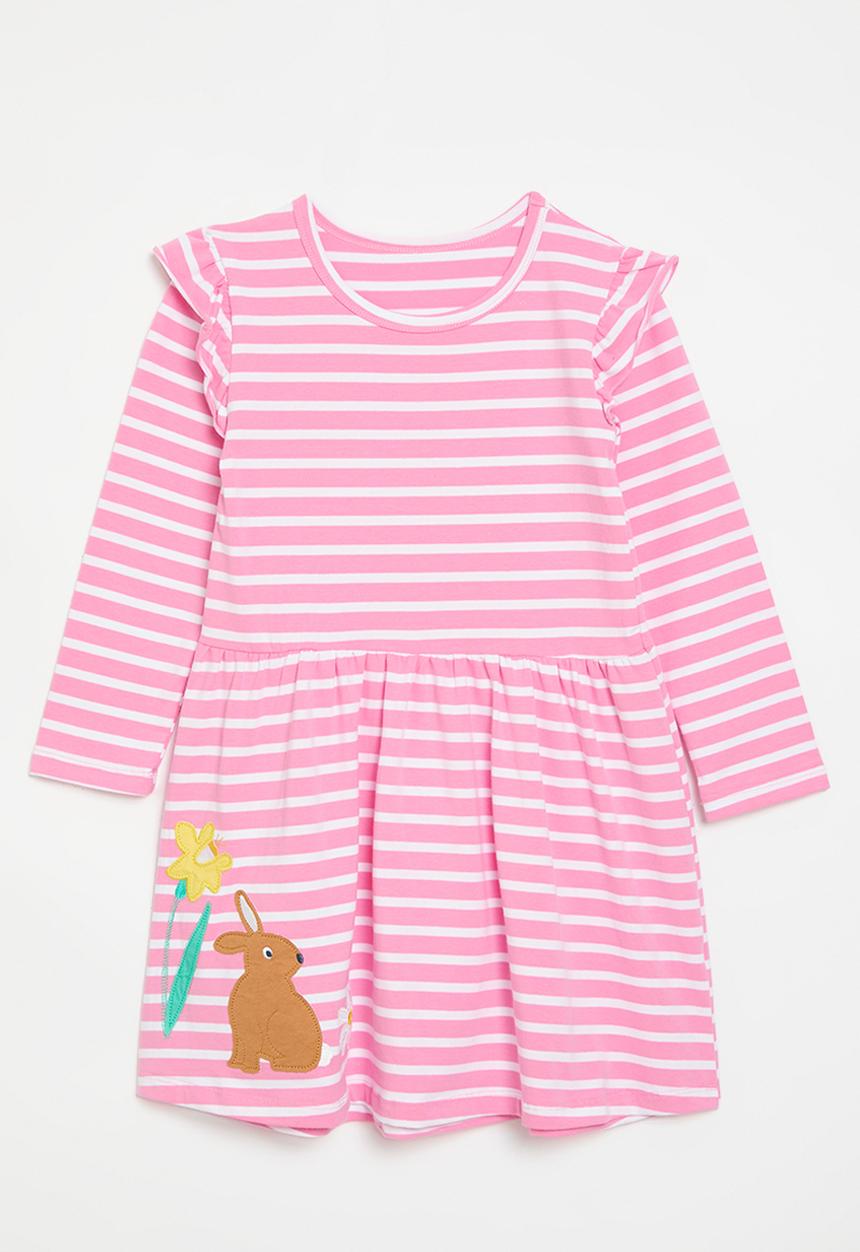 Pop Candy - Frilled striped dress - pink & white