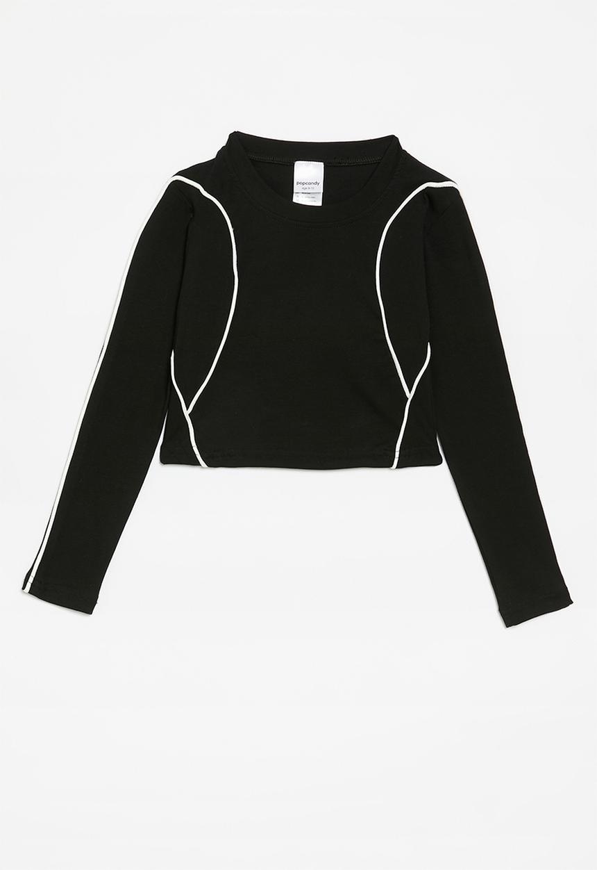 Pop Candy - Contrast crew neck tee - black & white