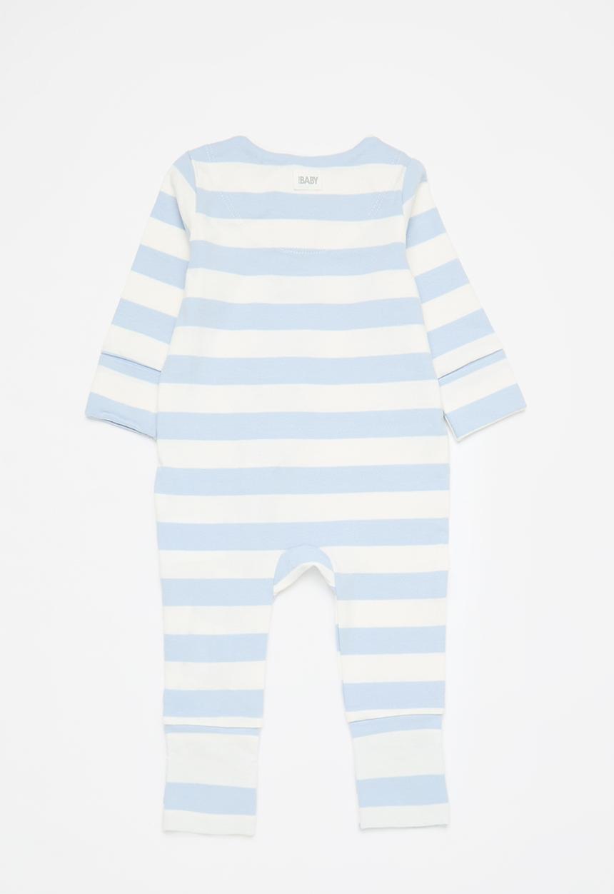 Cotton On - 2 pack long sleeve zip romper - dawn blue/monpetit croissant & blue croissant