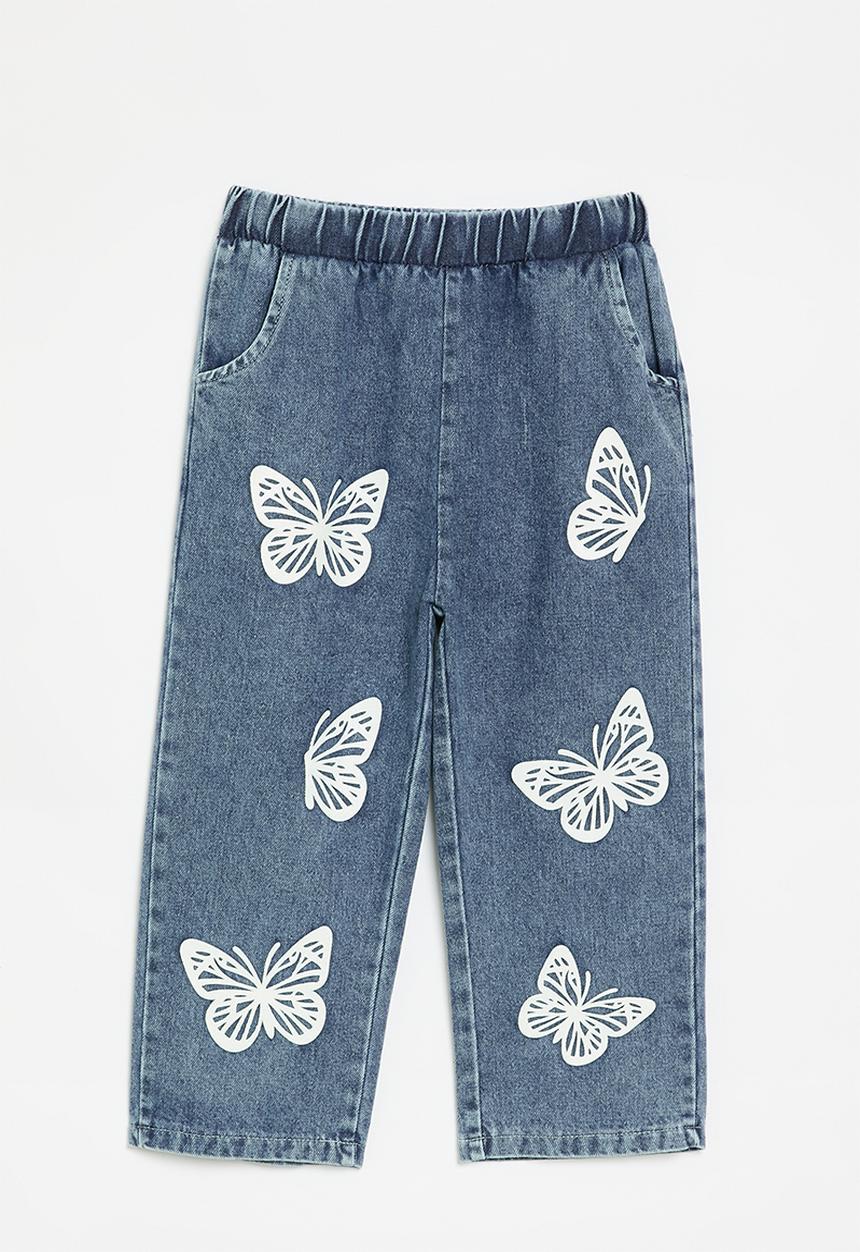 Pop Candy - Butterfly print jeans - blue & white
