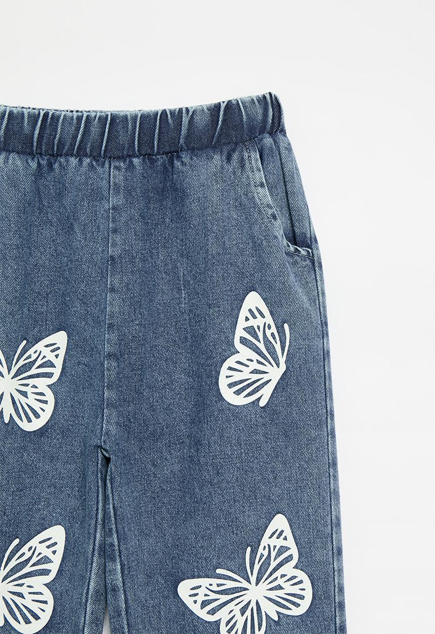 Pop Candy - Butterfly print jeans - blue & white