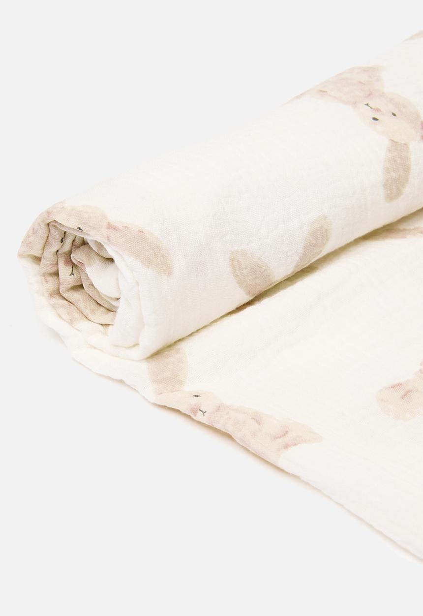 Pop Candy - Printed blanket - ecru & pink