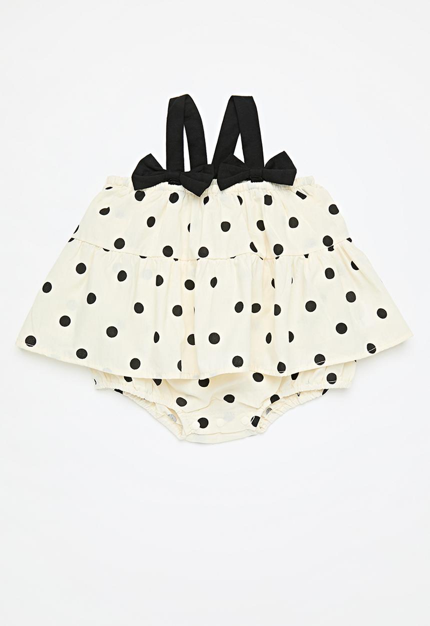 Pop Candy - Polka dot romper dress - black & neutral 