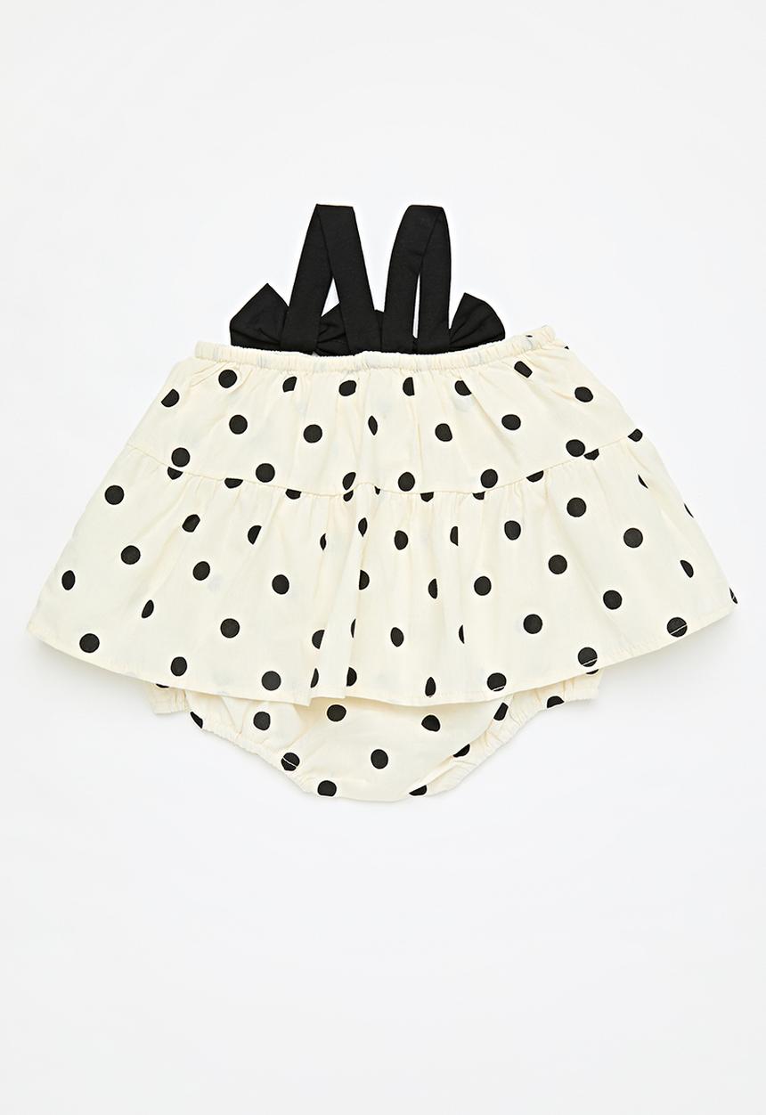 Pop Candy - Polka dot romper dress - black & neutral 