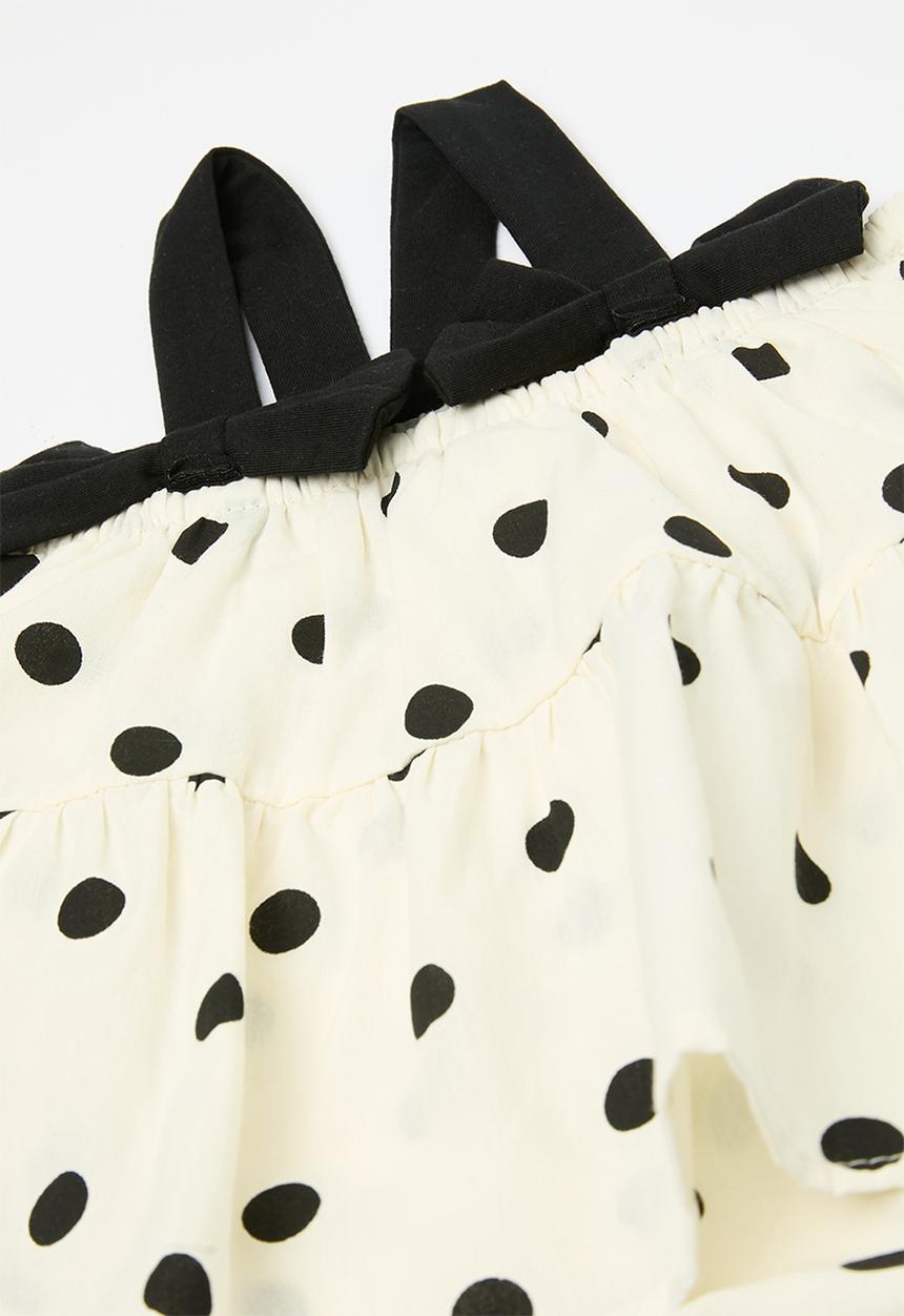 Pop Candy - Polka dot romper dress - black & neutral 