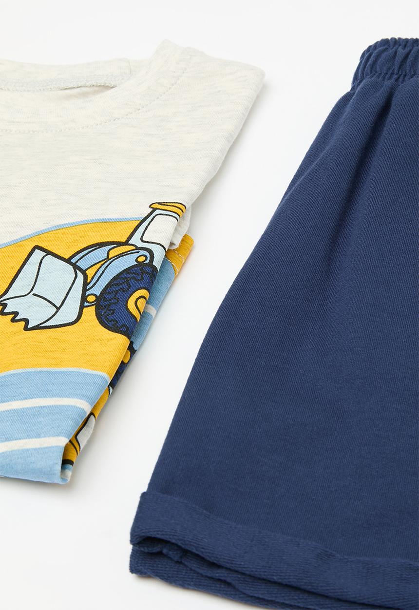 Pop Candy - Tee & short set - ecru/navy blue