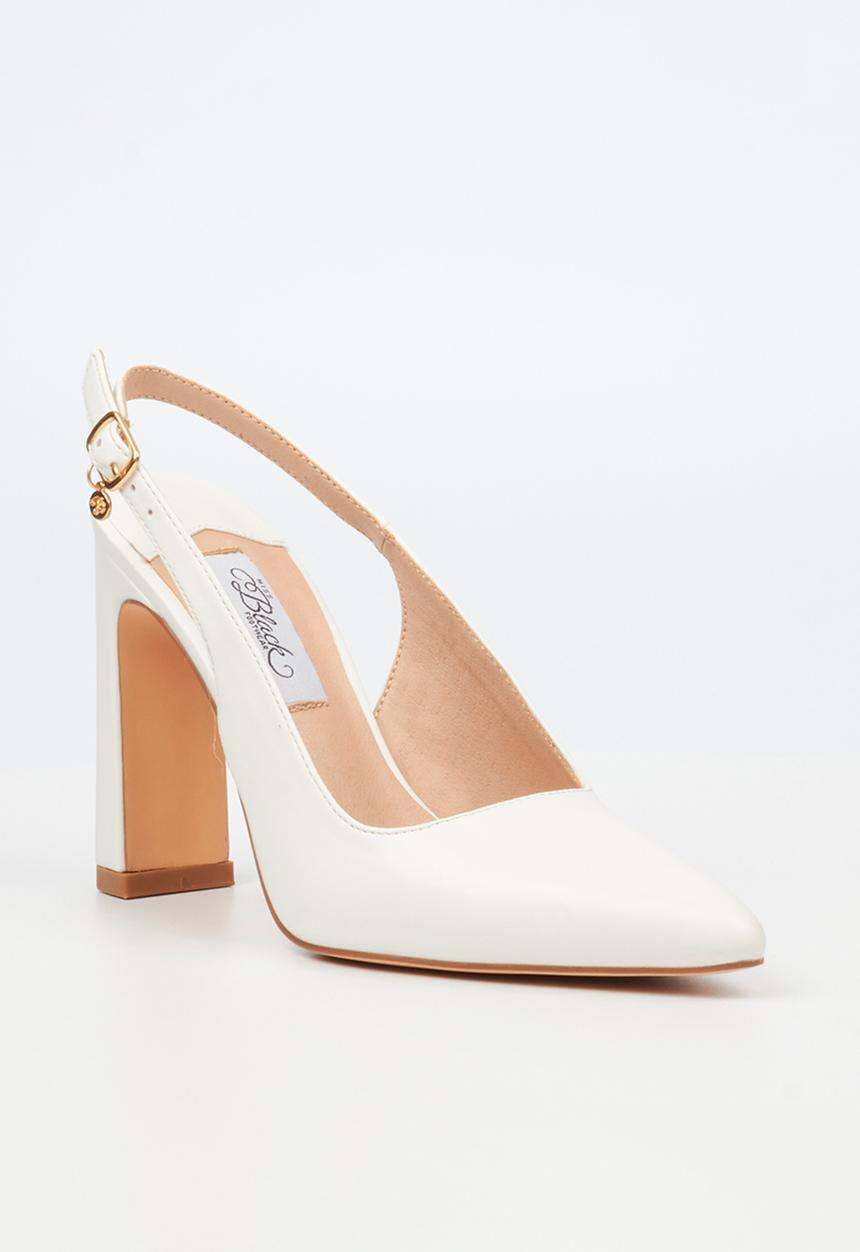 Miss Black - Nala 1 slingback block heel - white