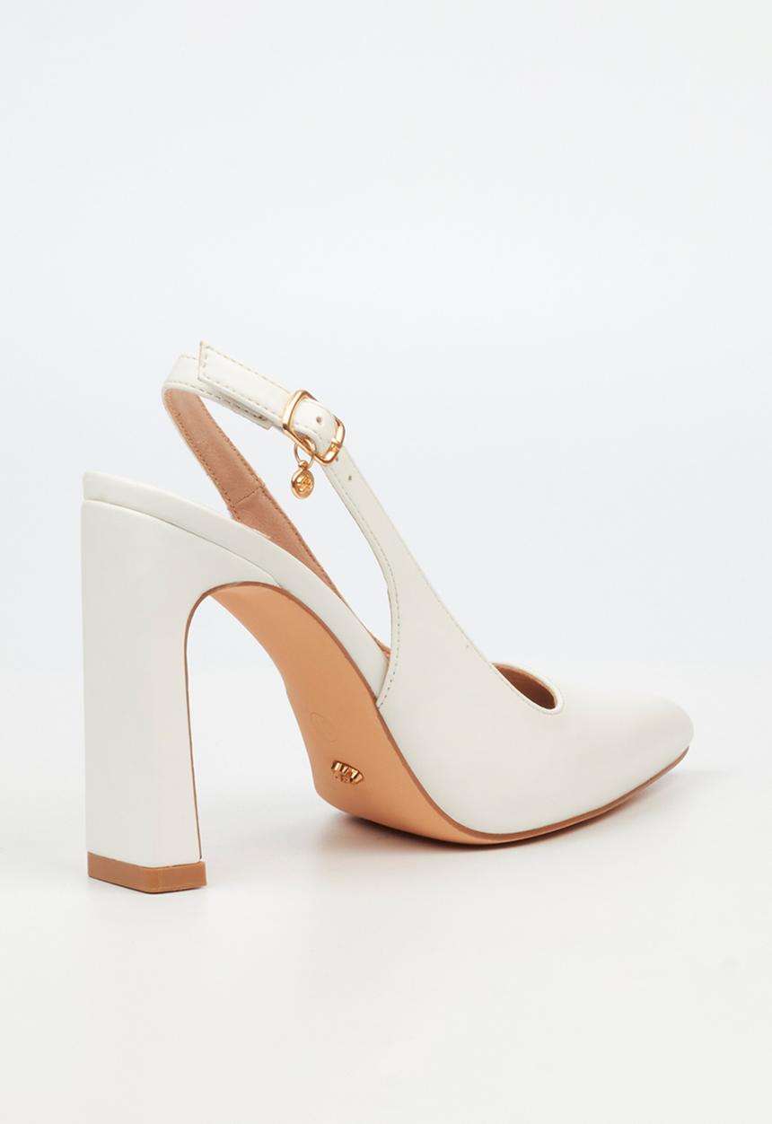 Miss Black - Nala 1 slingback block heel - white
