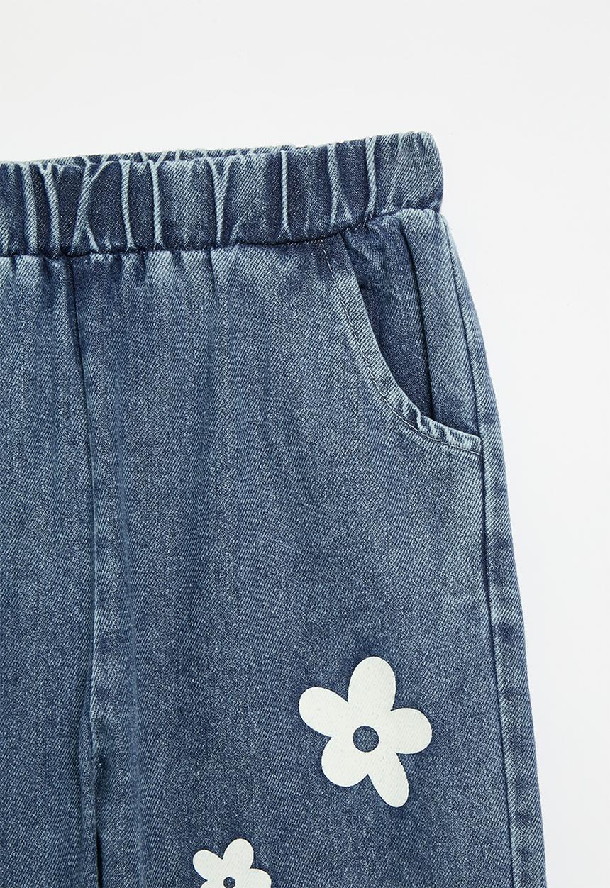 Pop Candy - Floral print jeans-blue & white