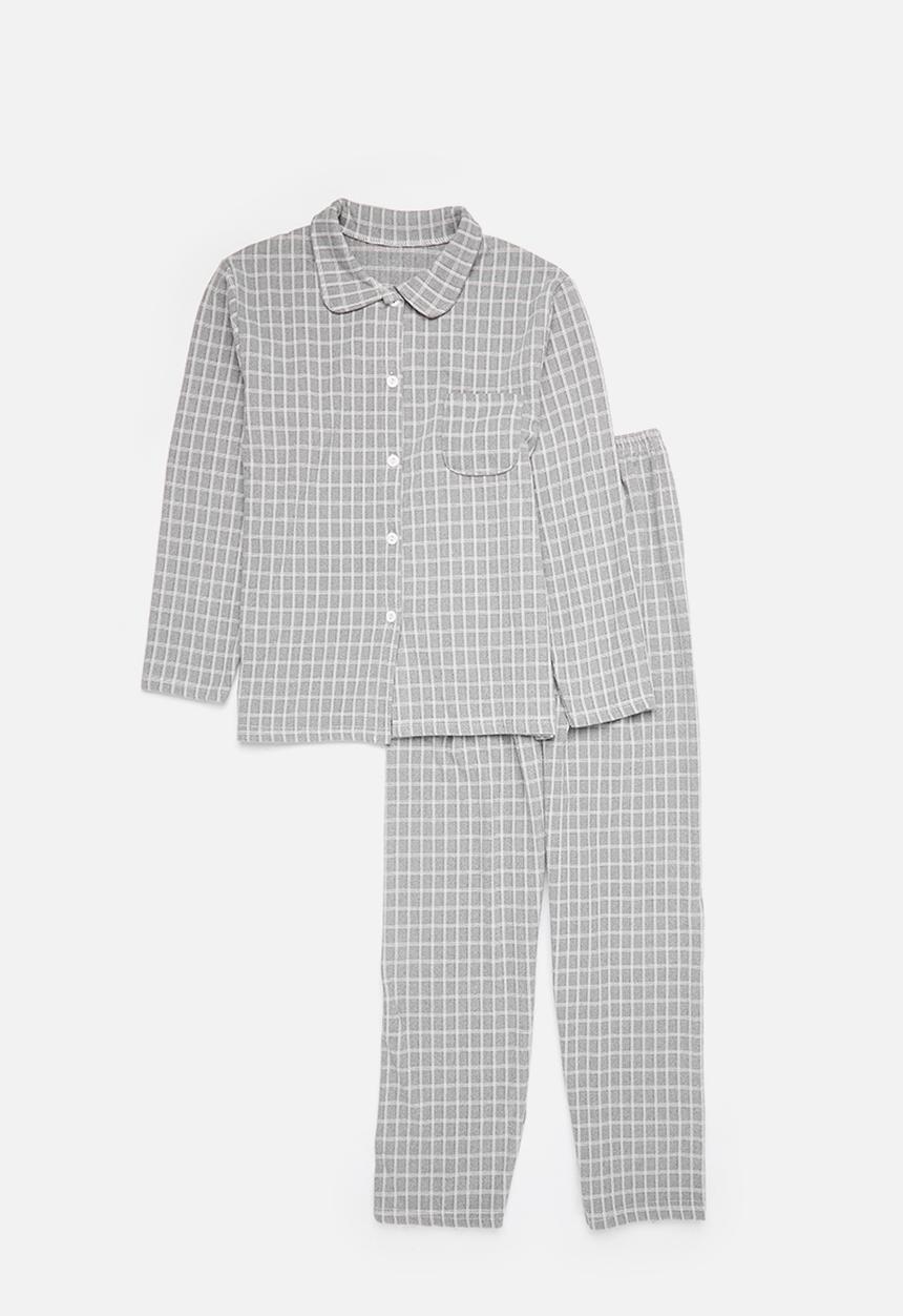 Pop Candy - Check pj set - grey