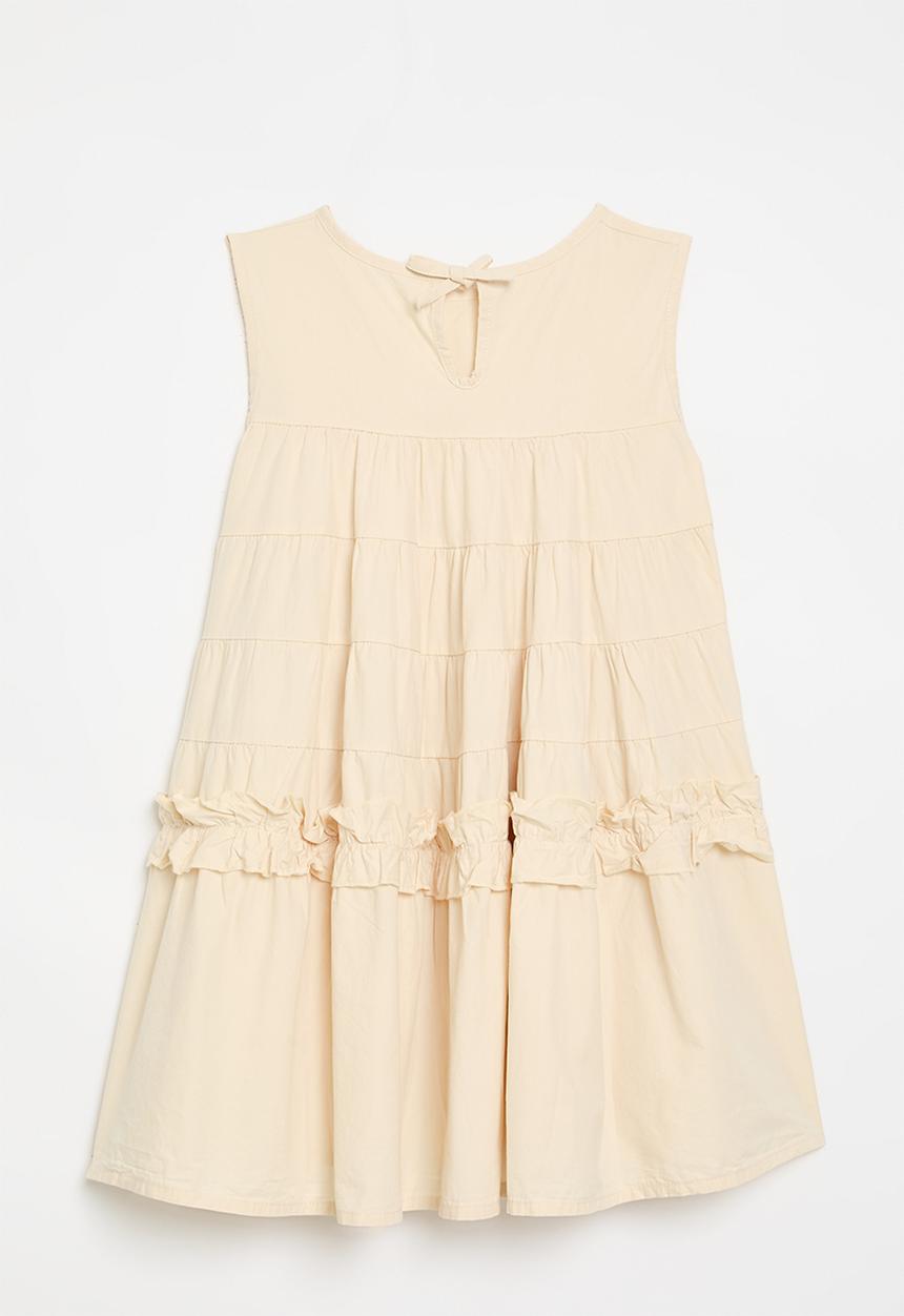 Pop Candy - Tiered tent dress with bow closure - barley white 