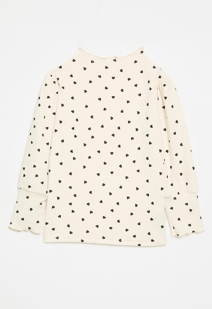Pop Candy - Polka dot top - ecru & black