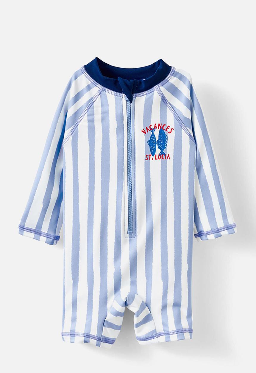 Cotton On - Cameron long sleeve swimsuit - dawn blue/vacances stripe
