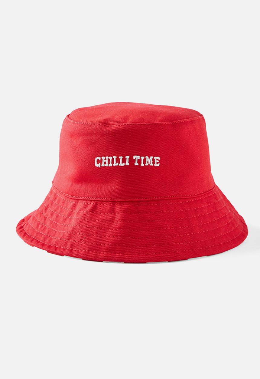 Cotton On - Kids Reversible Bucket Hat - Varsity Red/Chilli Time