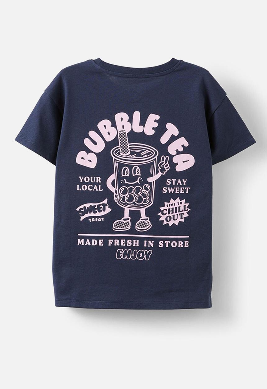 Cotton On - Poppy short sleeve graphic print tee - squid ink/bubble tea