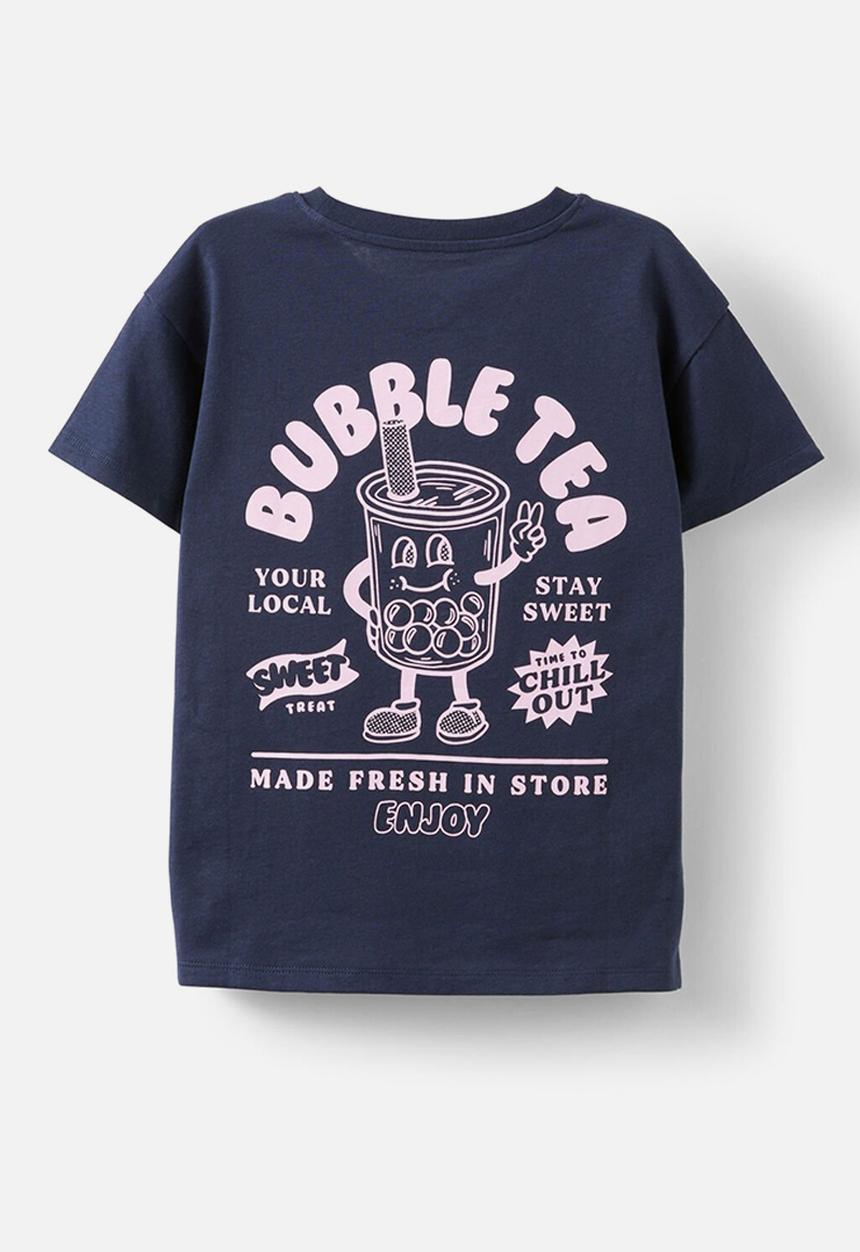 Cotton On - Poppy short sleeve graphic print tee - squid ink/bubble tea