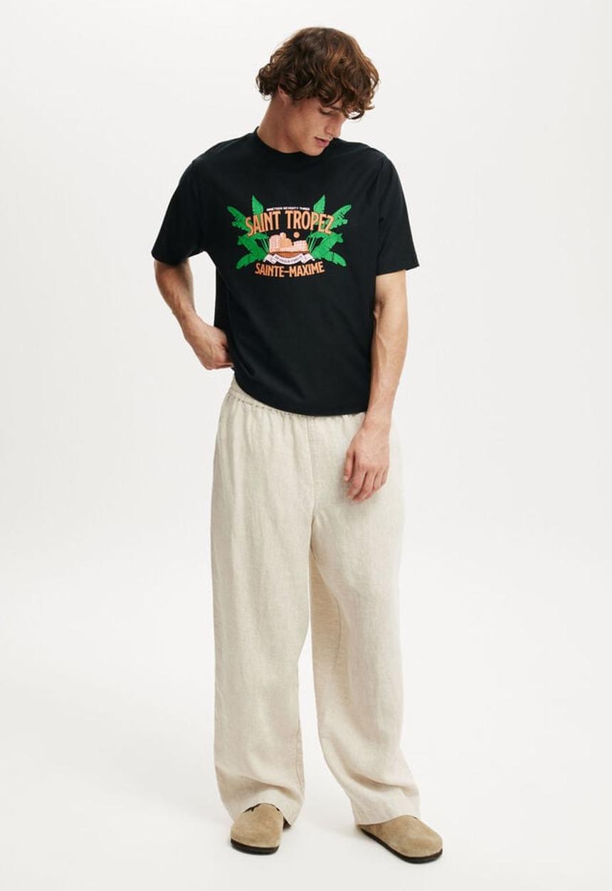 Cotton On - Cropped fit graphic t-shirt - black/saint tropez