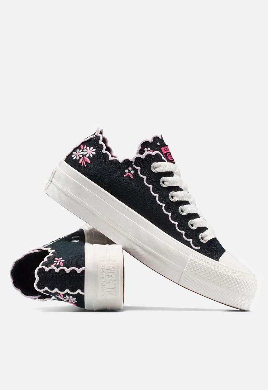 Converse - Chuck taylor all star lift platform embroidered flowers - Black