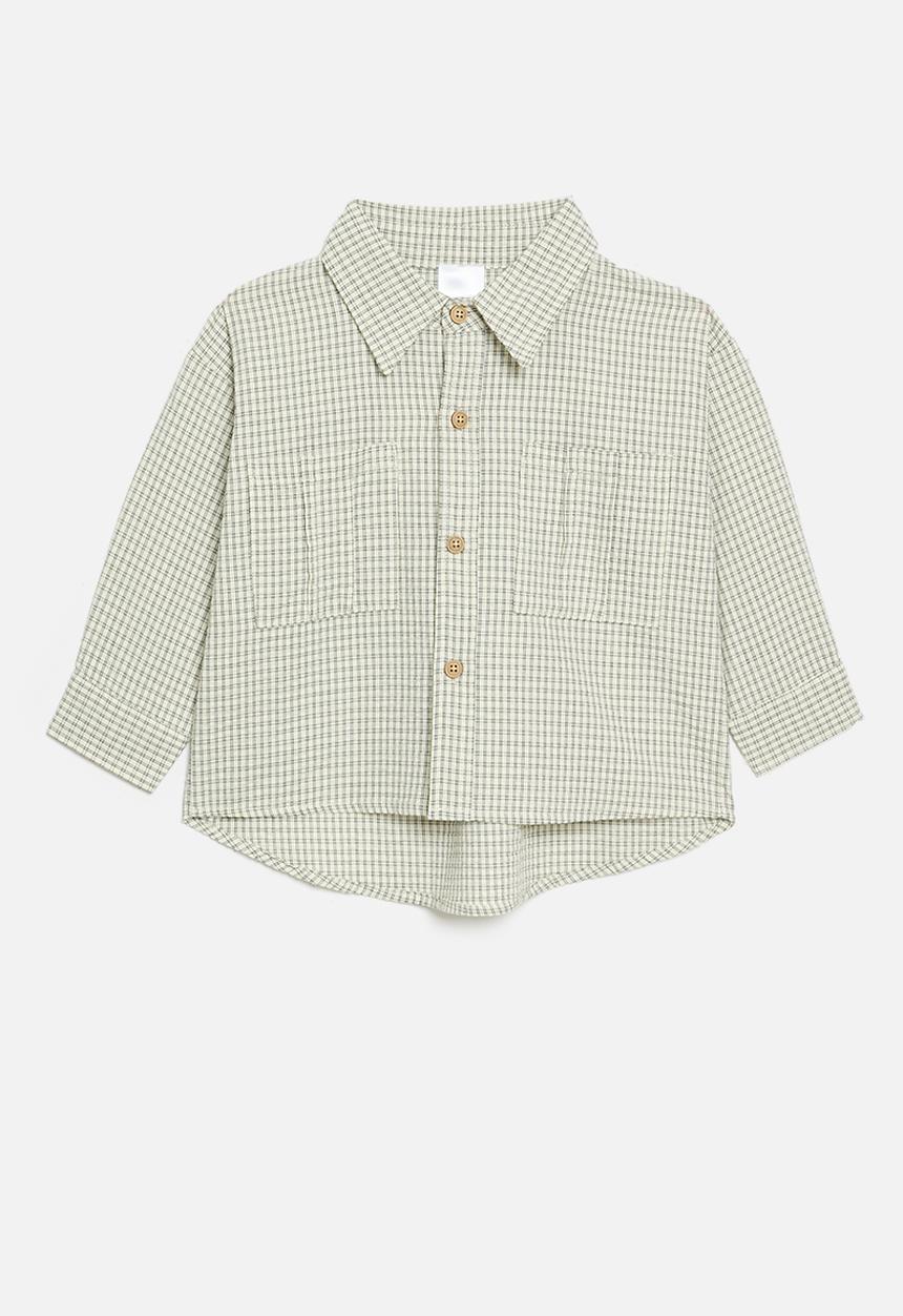 Pop Candy - Check overshirt - brown & ecru