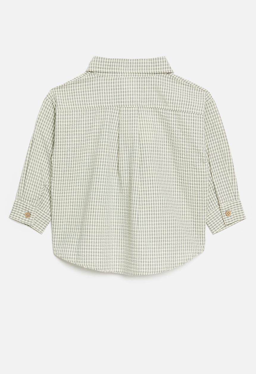 Pop Candy - Check overshirt - brown & ecru