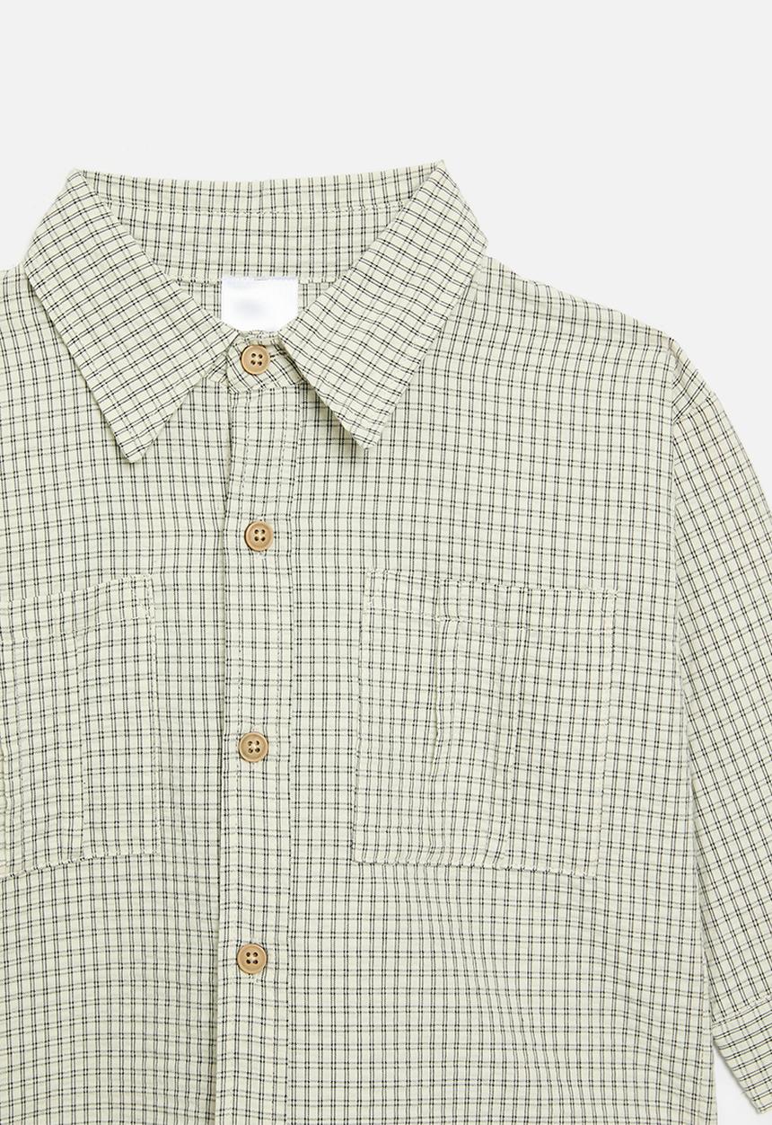 Pop Candy - Check overshirt - brown & ecru