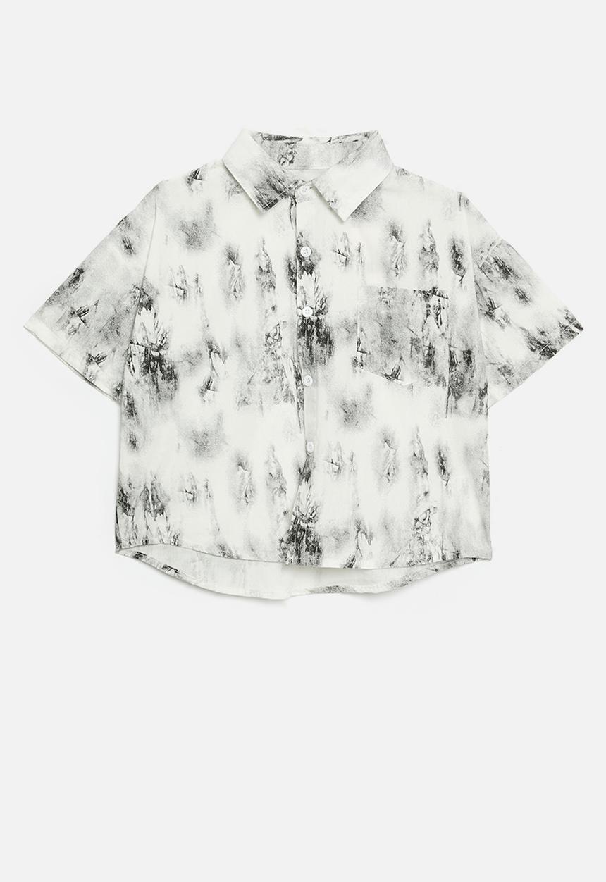 Pop Candy - Tie dye button shirt - black & white