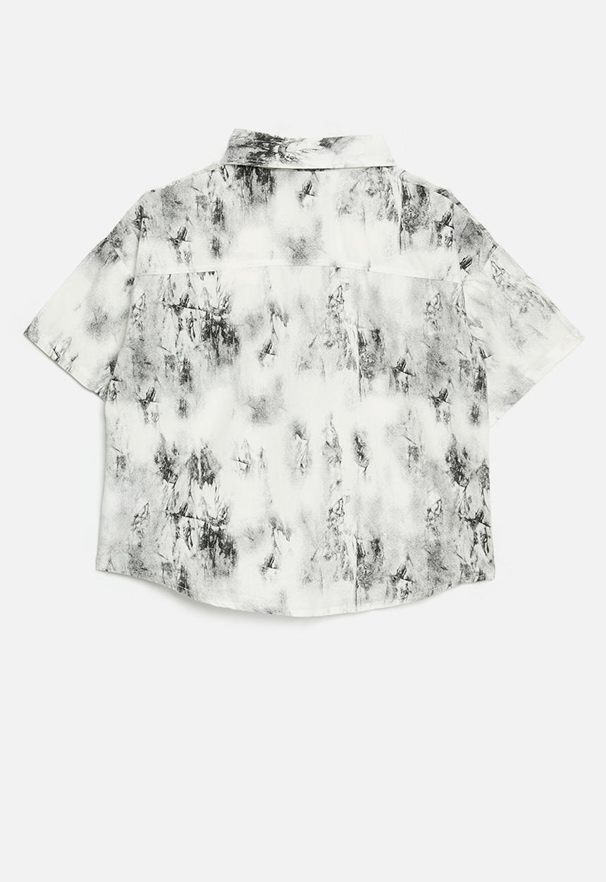 Pop Candy - Tie dye button shirt - black & white