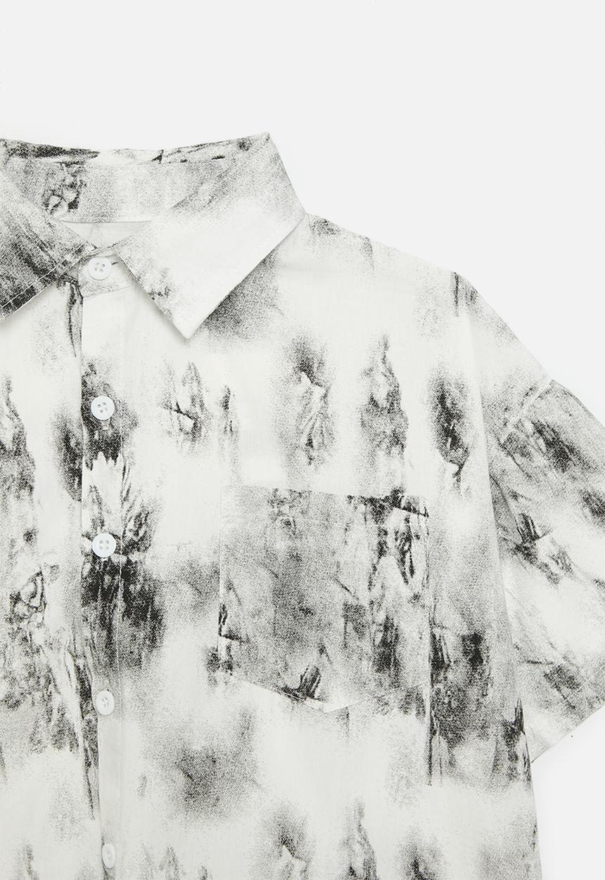 Pop Candy - Tie dye button shirt - black & white