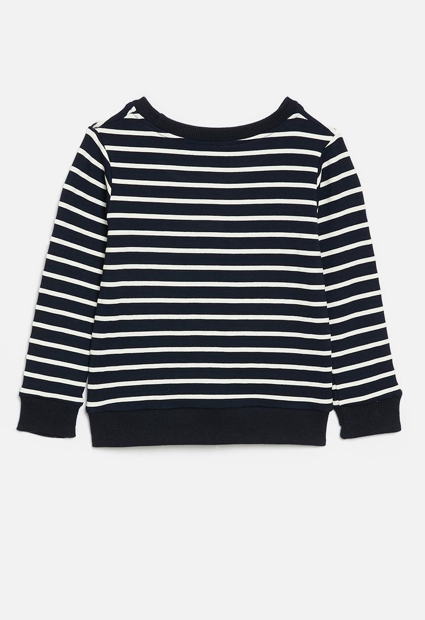 Pop Candy - Striped crew neck sweat top - navy & white