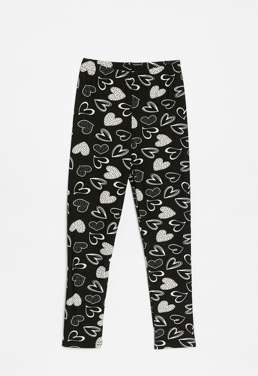 Pop Candy - Heart print leggings - black & white