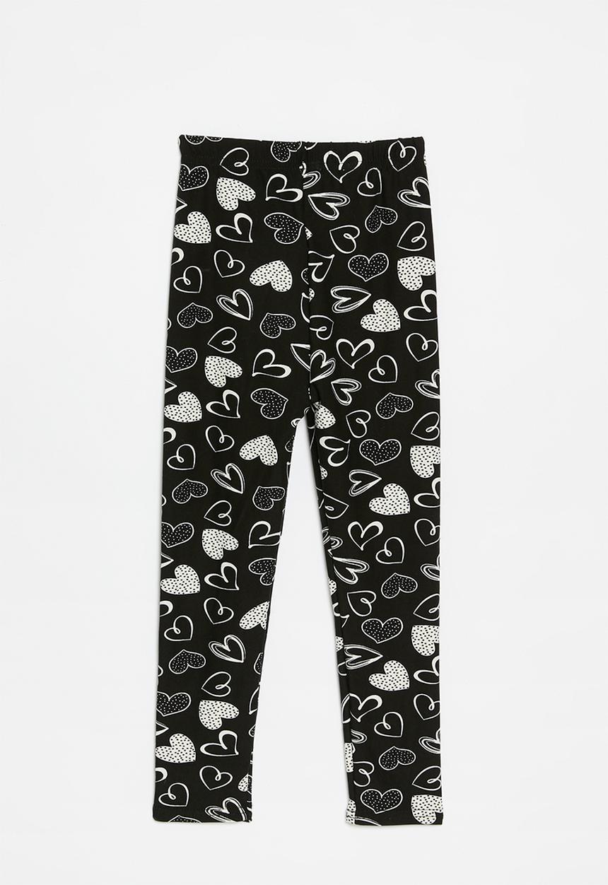 Pop Candy - Heart print leggings - black & white