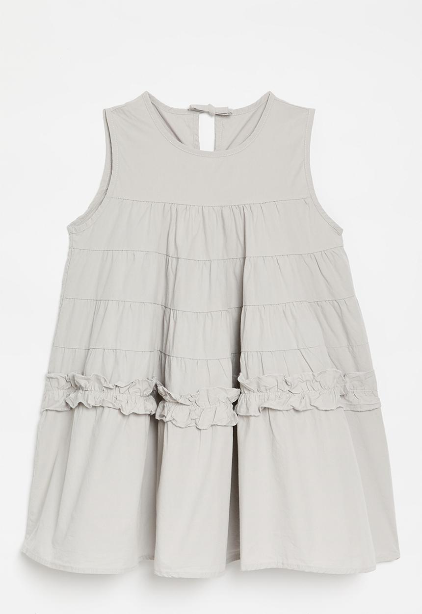 Pop Candy - Tiered tent dress with bow closure - light grey