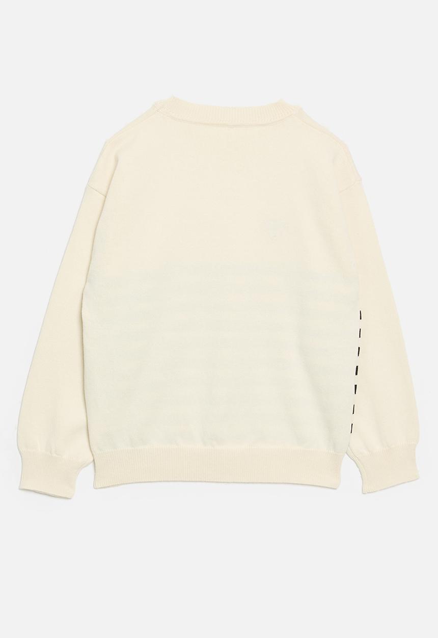 Pop Candy - Striped sweat top-ecru & blue